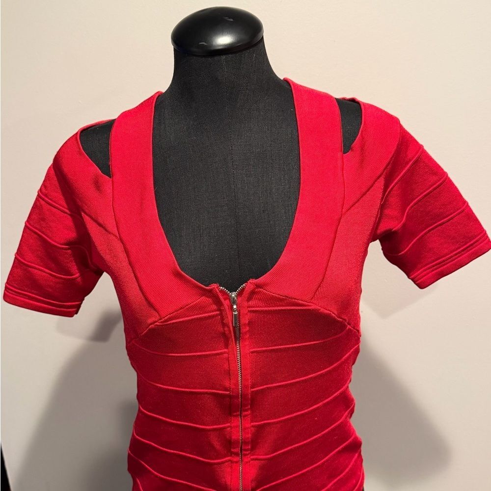 Boston Proper Red Zipper Front Blouse